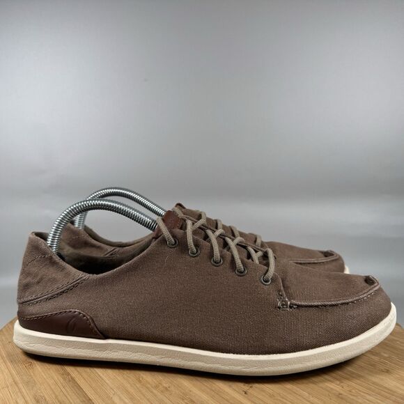 OluKai Shoes Mens Size 9 Brown Manoa Leather Convertible Lace Up Casual Comfort - Picture 1 of 8